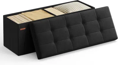 Amidey 43 Inches Folding Storage Ottoman Bench, Ottoman Foot Rest, End Of Bed Bench, Storage Chest, Load 66 In Black