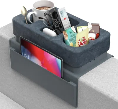 Amidey Couch Arm Tray Removable Armrest For Sofa Arm Tray Silicone Couch Cup Holder Tray Armchair Caddy Foa In Gray