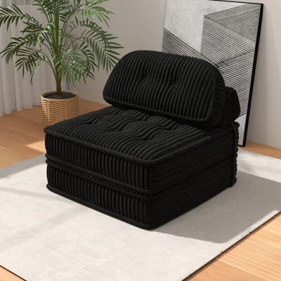 Amidey Fully Compressible Folding Sofa Bed Convertible To Sleeping Chair With Foldable Mattress Pillow Top  In Black