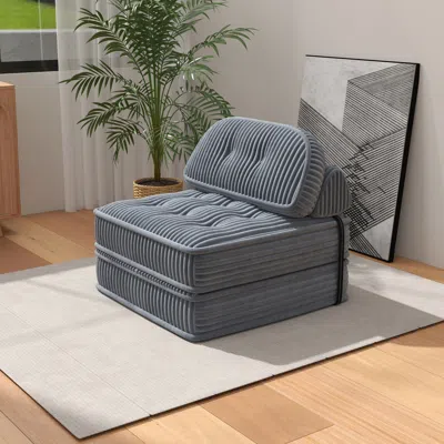 Amidey Fully Compressible Folding Sofa Bed Convertible To Sleeping Chair With Foldable Mattress Pillow Top  In Gray