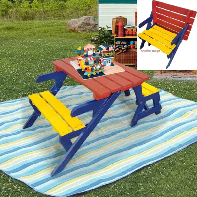 Amidey Kid's Multi-functional Arm Chair; Table+ 2 Benches; All-in-one