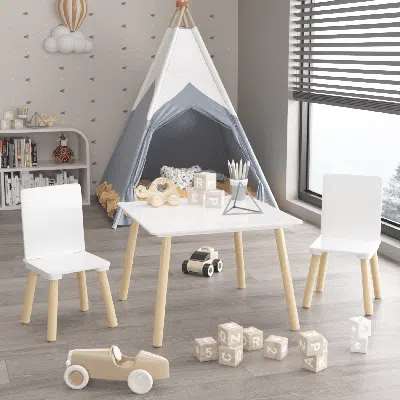 Amidey Kids Table And 2 Chairs Set, 3 Pieces Toddler Table And Chair Set, Wooden Activity Play Table Set (w