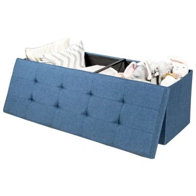 Amidey Large Fabric Folding Storage Chest In Blue