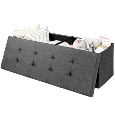 Amidey Large Fabric Folding Storage Chest In Gray
