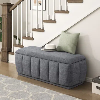 Amidey Modern Gray Storage Bench Cushion Seat 1pc Plywood Frame Fabric Upholstery Home Furniture