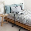 Amidey Multifunctional Adjustable Bedside Table Mdf/iron/4 Wheels With Brake, Silver Grey In Silver