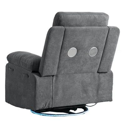 Amidey Power Recliner Glider Chair With Bluetooth Speaker 270 Degree Swivel With Led Light Side Arm With St In Gray