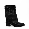 Amie Rafa Alma Foldover Leather Boots In Black
