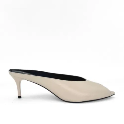 Amie Rafa Audrey Ii Peeptoe Leather Mule In White