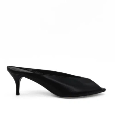 Amie Rafa Audrey Peeptoe Leather Mule In Black