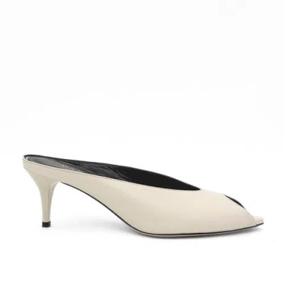 Amie Rafa Audrey Peeptoe Leather Mule In White