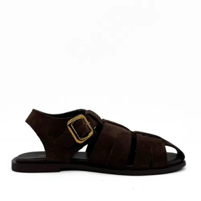 Amie Rafa Bertha Suede Fisherman Sandals In Black