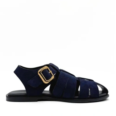 Amie Rafa Bertha Suede Fisherman Sandals In Blue