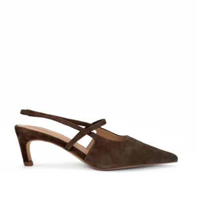 Amie Rafa Connie Slingback Suede Heels In Brown