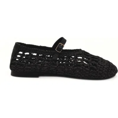 Amie Rafa Elaina Raffia Mary Janes In Black