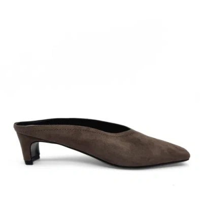 Amie Rafa Junie Heeled Suede Mule In Brown