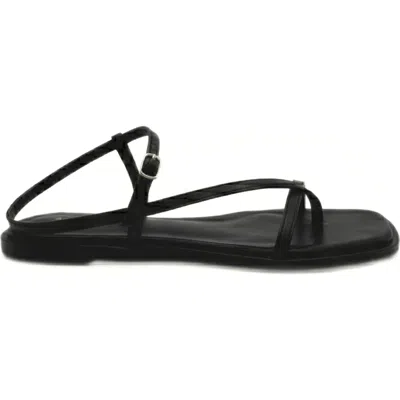 Amie Rafa Maxy Asymmetric T-strap Sandal In Black