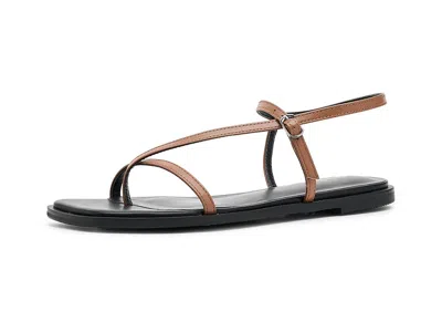 Amie Rafa Maxy Flat Leather Sandals Women's Flat Shoes Tan: Eu 38 (us Women's 7) M In Brown