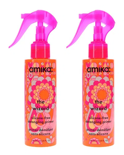 Amika 10oz The Wizard Silicone-free Detangling Primer 2 Pack In Transparent