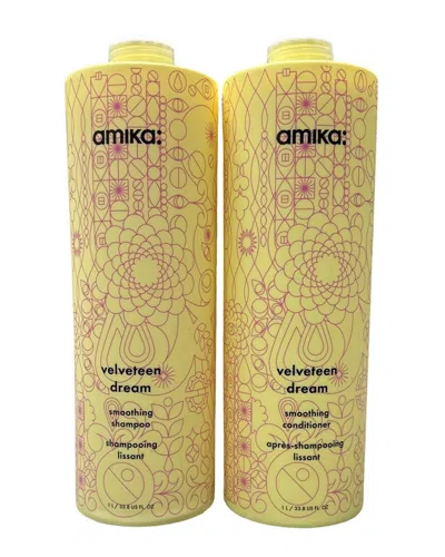 Amika Unisex 33.8oz Velveteen Dream Smoothing Conditioner & Shampoo Duo In White