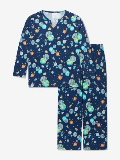 Amiki Children Babies' Boys Chris Space Print Pyjama Set In Blue