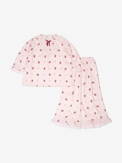 Amiki Children Kids' Girls Bow Print Melany Pyjamas 10 - 12 Yrs Pink