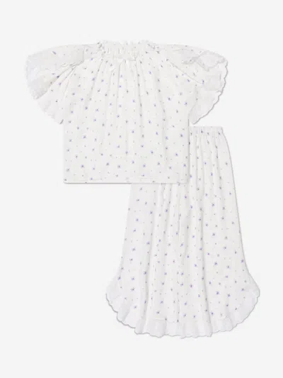 Amiki Children Kids' Girls Milana Lilac Print Pyjama Set In White
