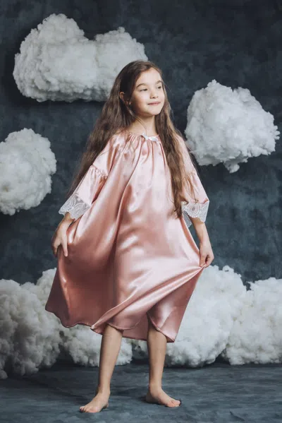 Amiki Children Babies' Girls Silk Ofelia Nightdress In Pink