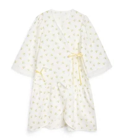 Amiki Kids' Cotton Mila Dressing Gown In Yellow