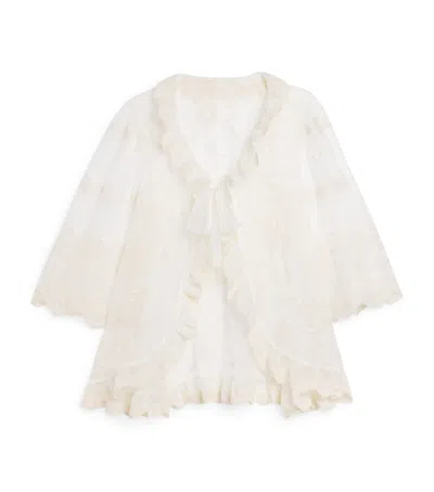 Amiki Kids' Lace-covered Ruby Dressing Gown In Beige