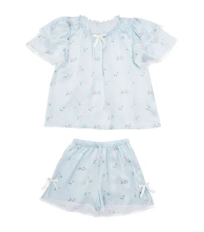 Amiki Kids' Silk Lily Pyjama Set In Blue