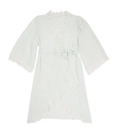 Amiki Kids' Sofia Lace-trim Robe In Green