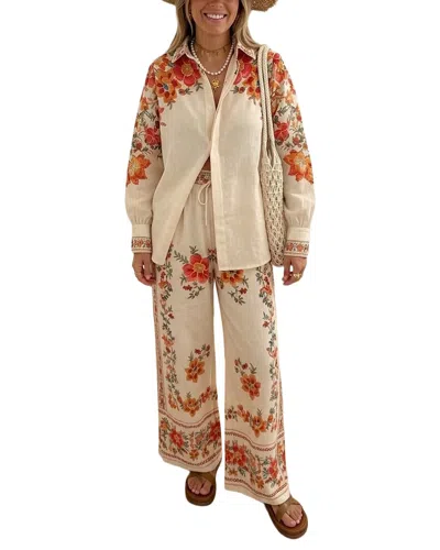 Amina Glam 2pc Blouse & Pant Set In White