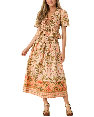 Amina Glam 2pc Blouse & Skirt Set In Orange