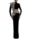 Amina Glam 2pc Blouse & Skirt Set In Black