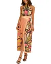 Amina Glam 2pc Linen-blend Top & Skirt Set In Multi
