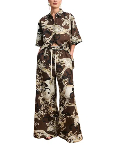 Amina Glam 2pc Shirt & Pant Set In Brown