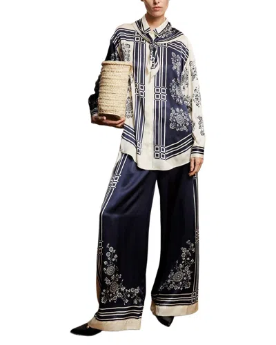 Amina Glam 2pc Shirt & Pant Set In Blue