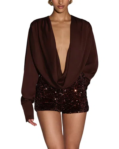 Amina Glam 2pc Top & Short Set In Burgundy
