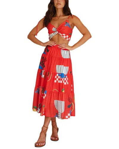 Amina Glam 2pc Top & Skirt Set In Red