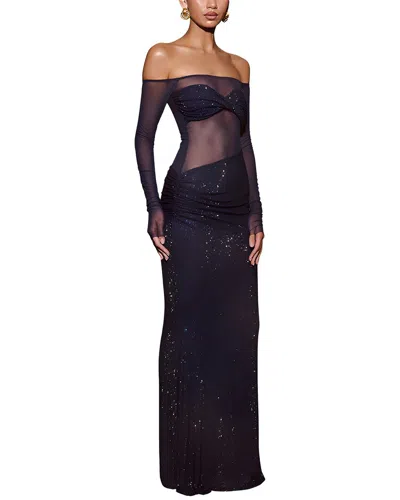 Amina Glam Embellished Maxi Dress In Blue