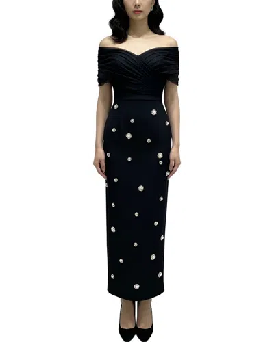Amina Glam Embellished Maxi Dress In Black