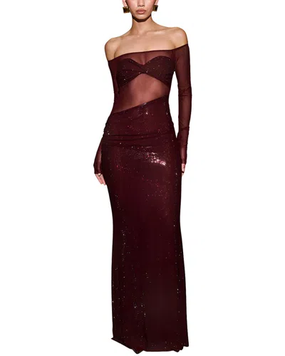 Amina Glam Embellished Maxi Dress In Red
