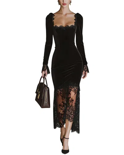 Amina Glam Embellished Midi Dress In Black