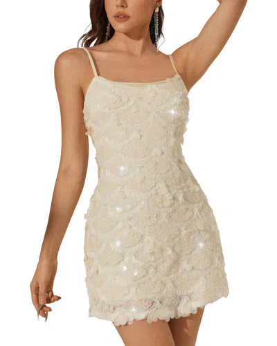 Amina Glam Embellished Mini Dress In Nude