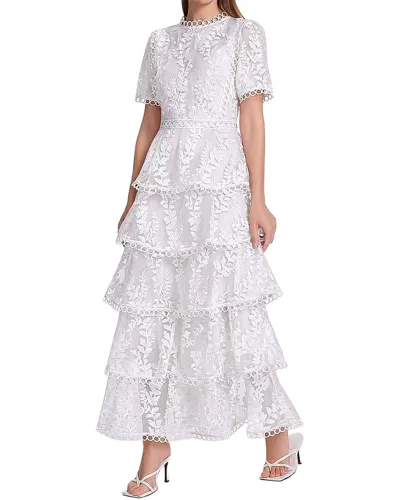 Amina Glam Embellished Short Sleeve Maxi Dress In White