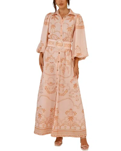 Amina Glam Linen-blend Maxi Dress In Pink