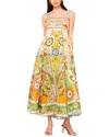 Amina Glam Linen-blend Maxi Dress In Multi