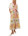 Amina Glam Linen-blend Midi Dress In Multi