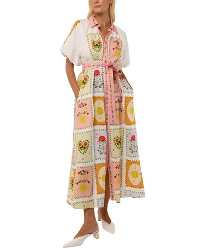 Amina Glam Linen-blend Midi Dress In Multi